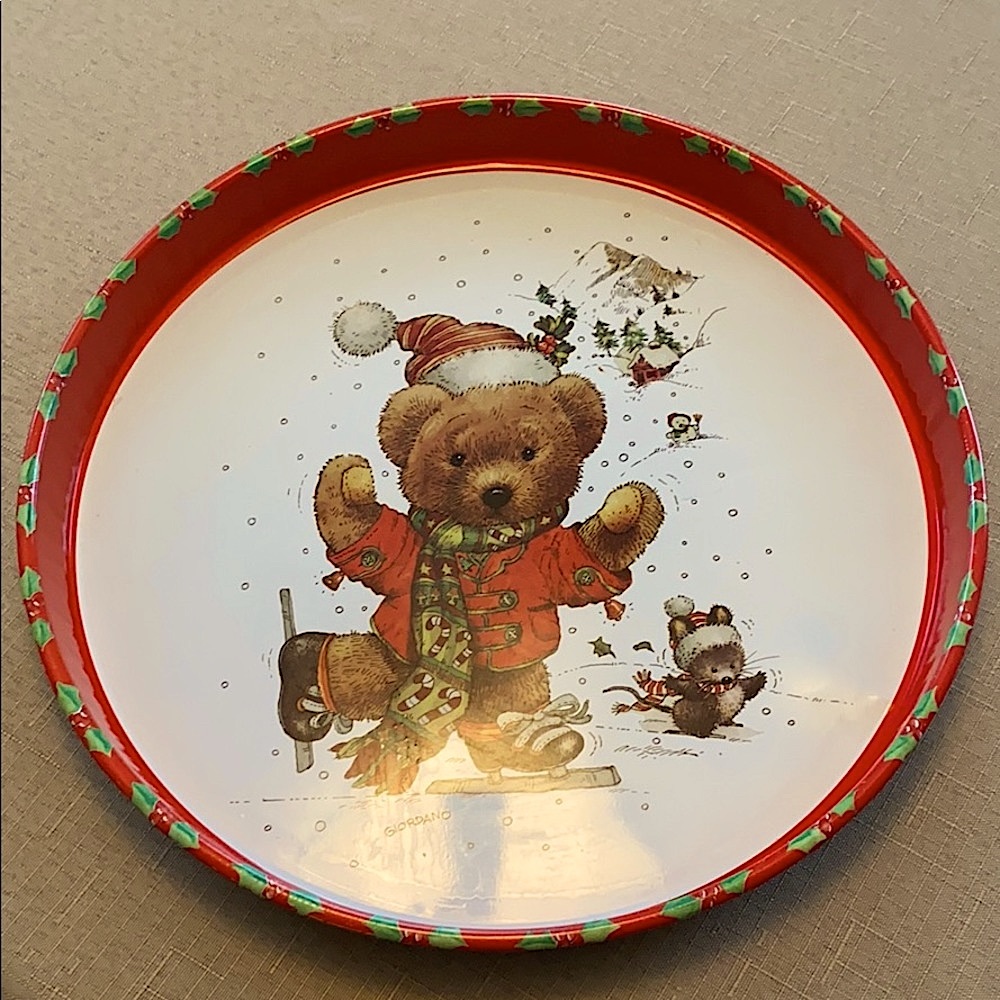 Vintage Giordano Art Ltd. Holiday Bear tray